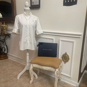 🛍️3/$25 SALE🛍️ Ralph Lauren White Short-Sleeve Button-Up Shirt